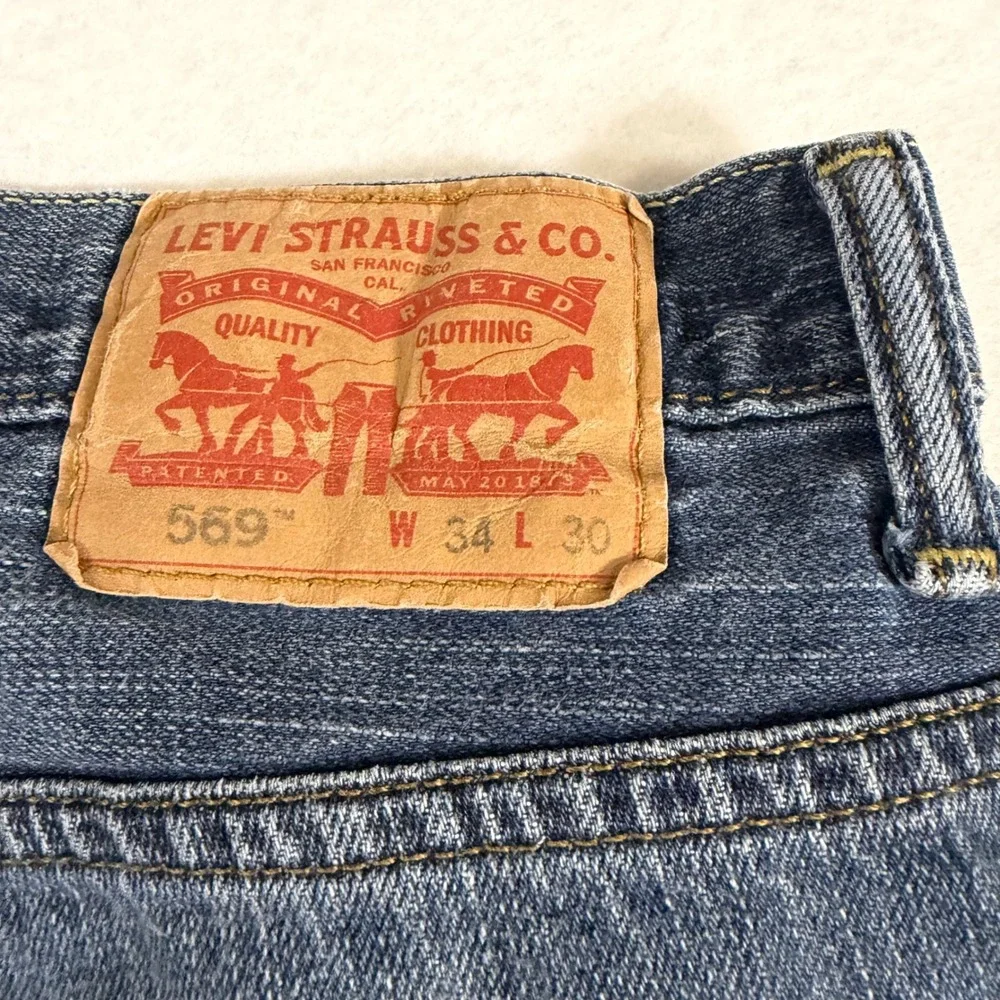 Levis 569 Loose Straight Leg Jeans Mens 34x30 Blue Medium Wash Denim Relaxed Fit
